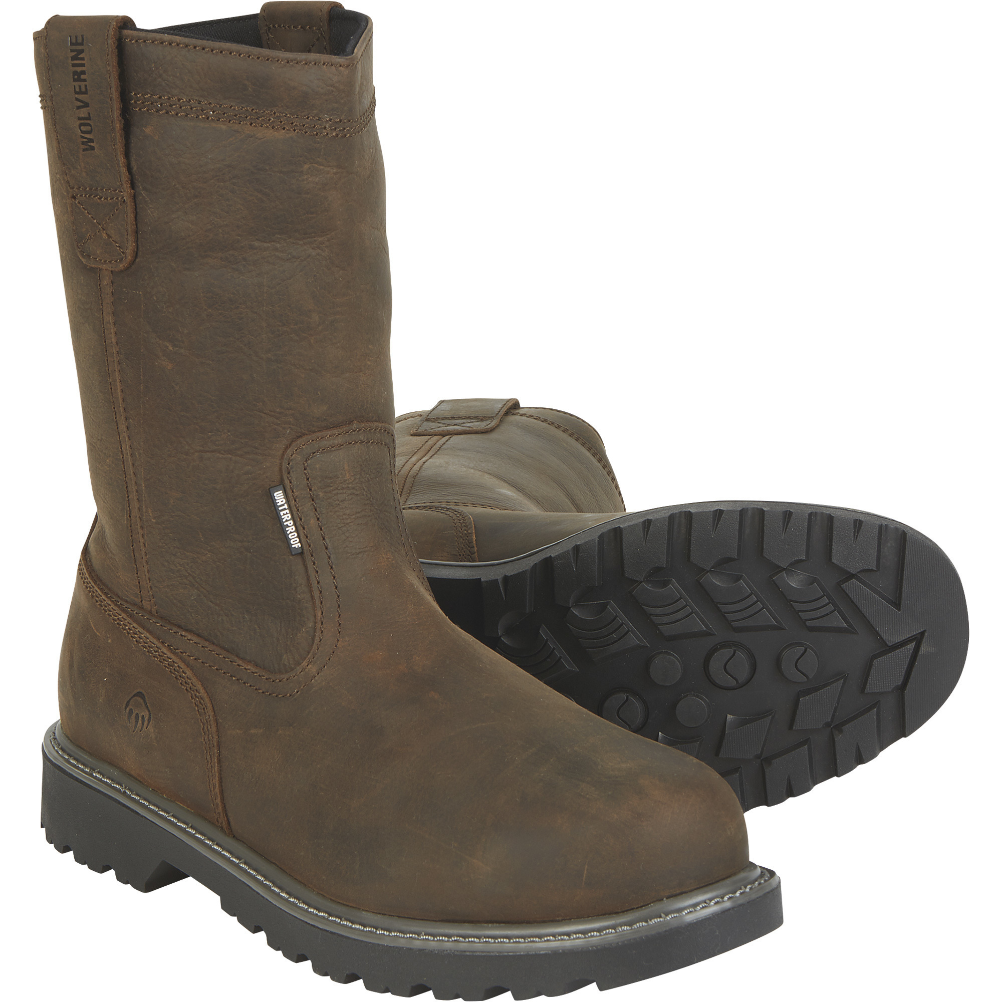 Wolverine Men's 10in. Floorhand Waterproof Steel Toe Wellington Boots, Dark Brown, Size 9 1/2, Model# W10680
